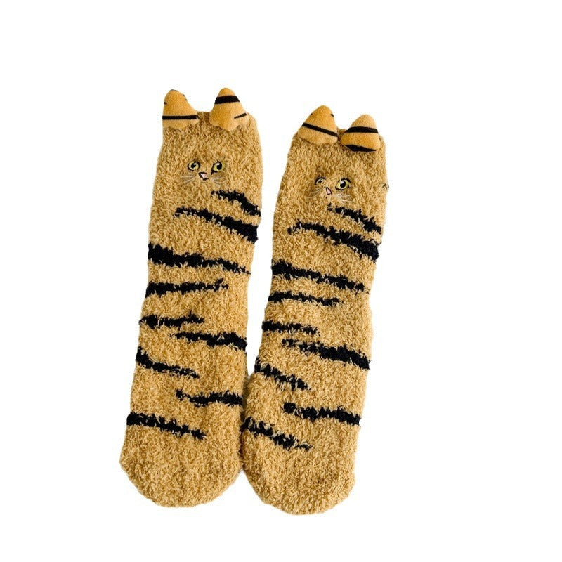 Mid-calf Three-dimensional Cartoon Coral Fleece Socks