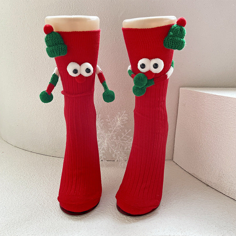 Cute Solid Color Cartoon Christmas Middle-tube Socks