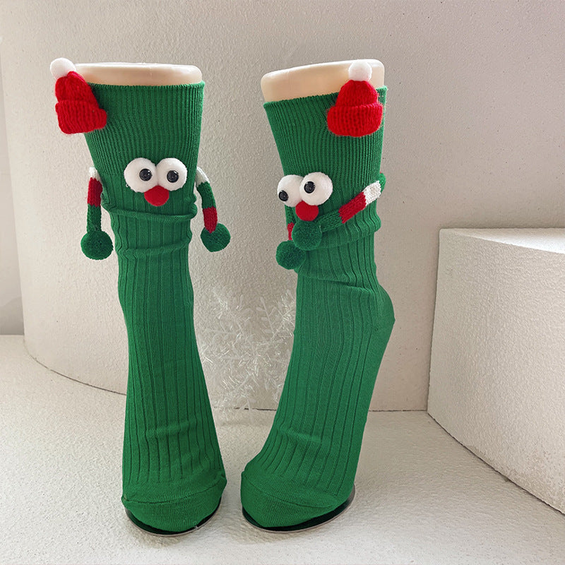 Cute Solid Color Cartoon Christmas Middle-tube Socks