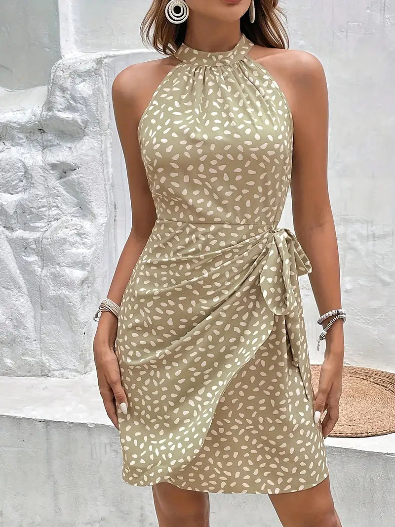 Women's Halter Neck Shivering Dots Temperament Dress
