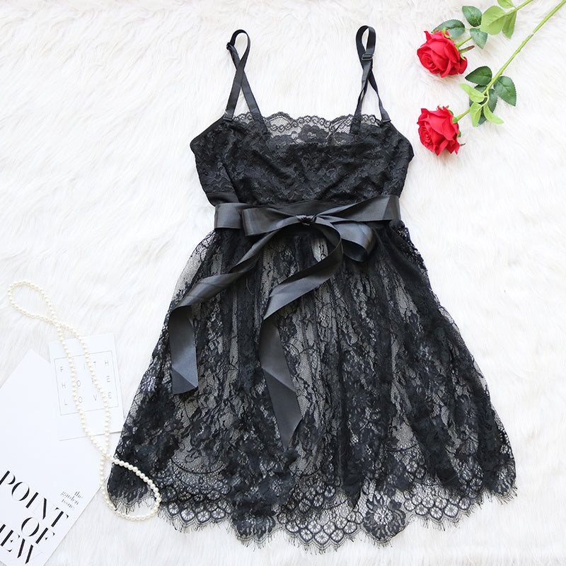 Black Plus Size Lace Camisole with Thong
