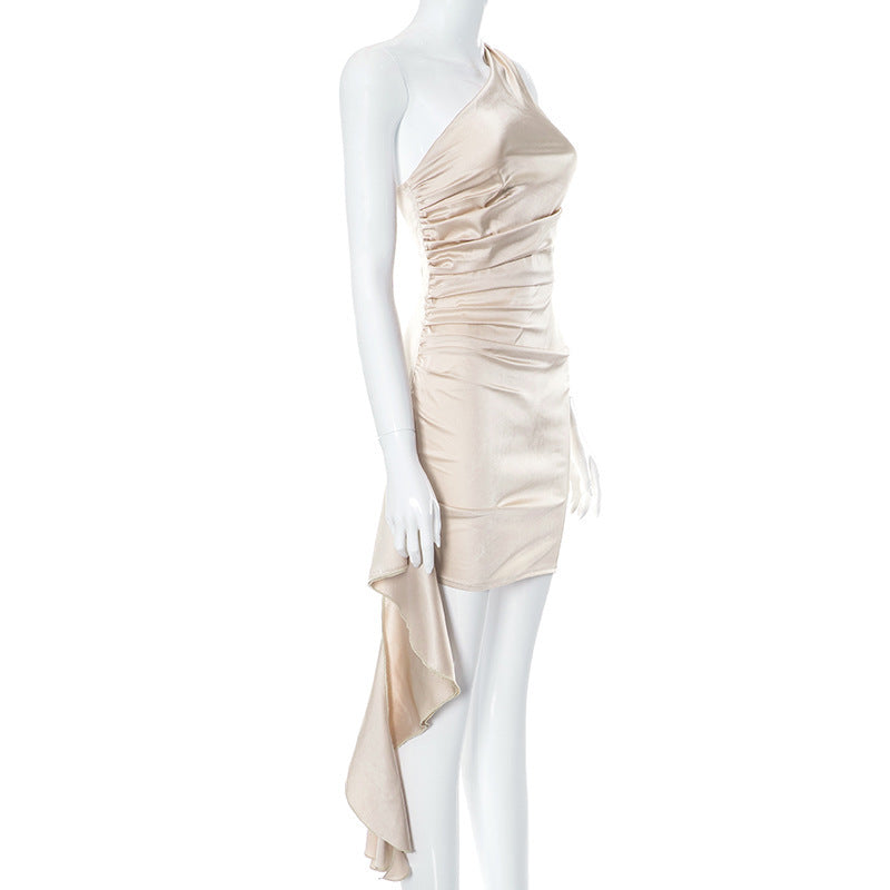 One-shoulder Backless and Sleeveless Mini Dress