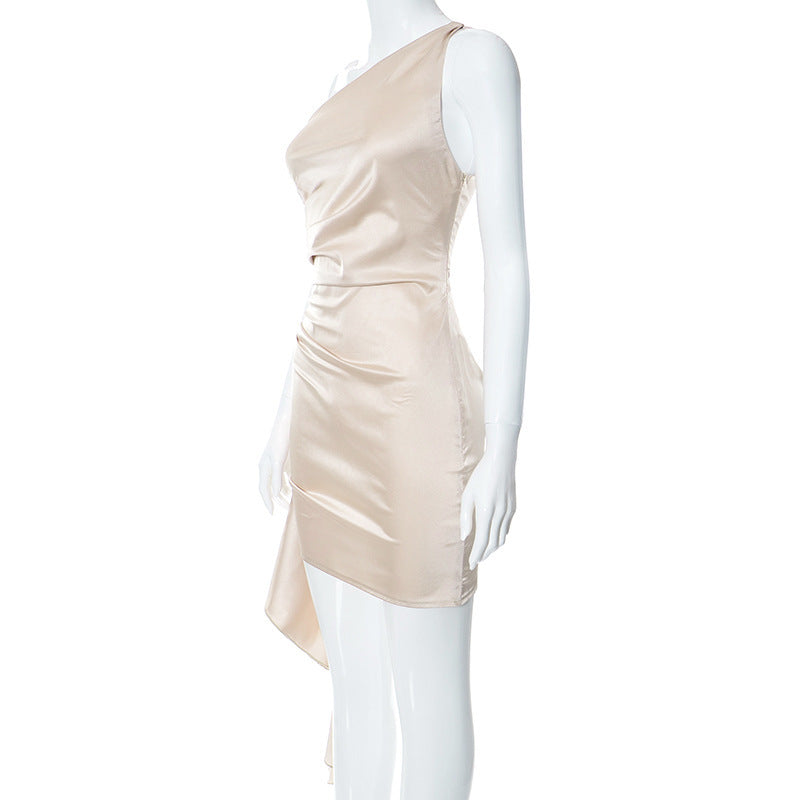 One-shoulder Backless and Sleeveless Mini Dress