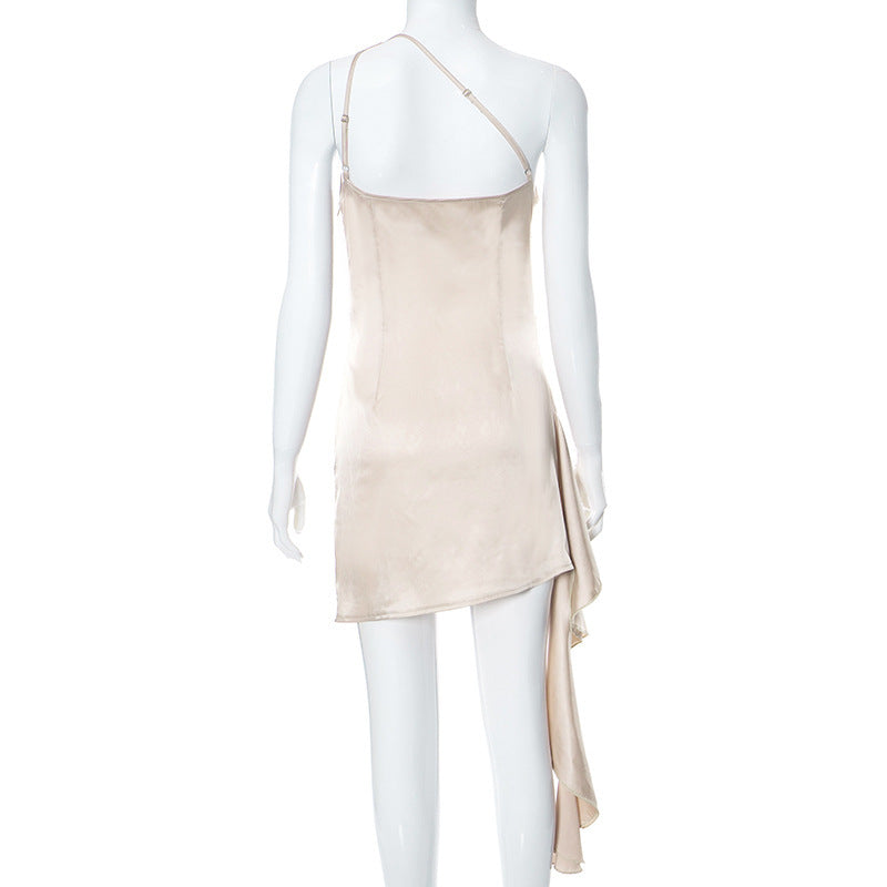 One-shoulder Backless and Sleeveless Mini Dress