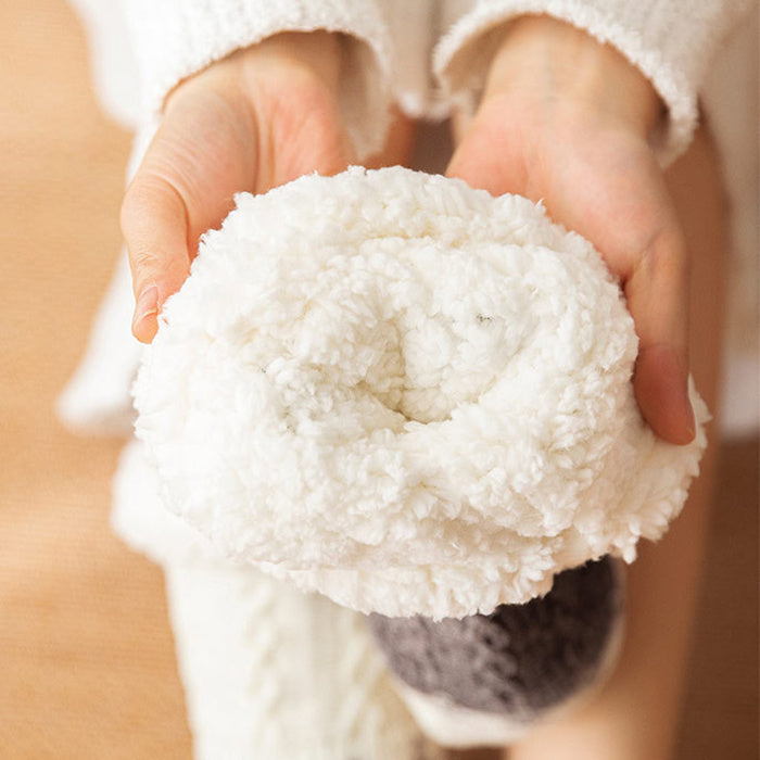 Winter Warm Non-slip Love Knitted Plush Floor Socks for Home