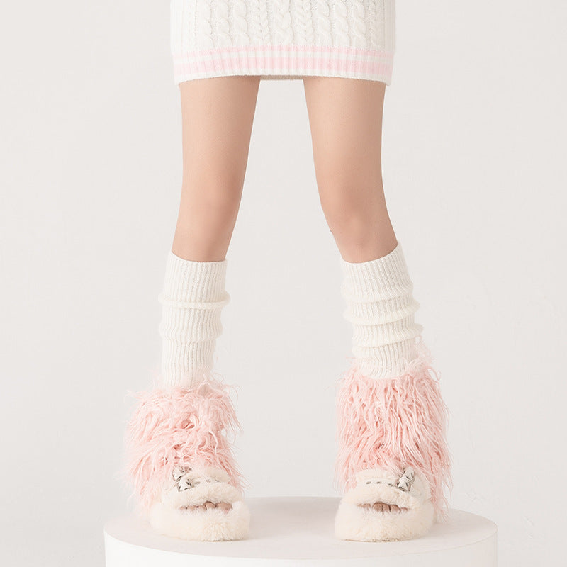 Furry Foot Bunching Socks Thickened Yabi Leg Warmer