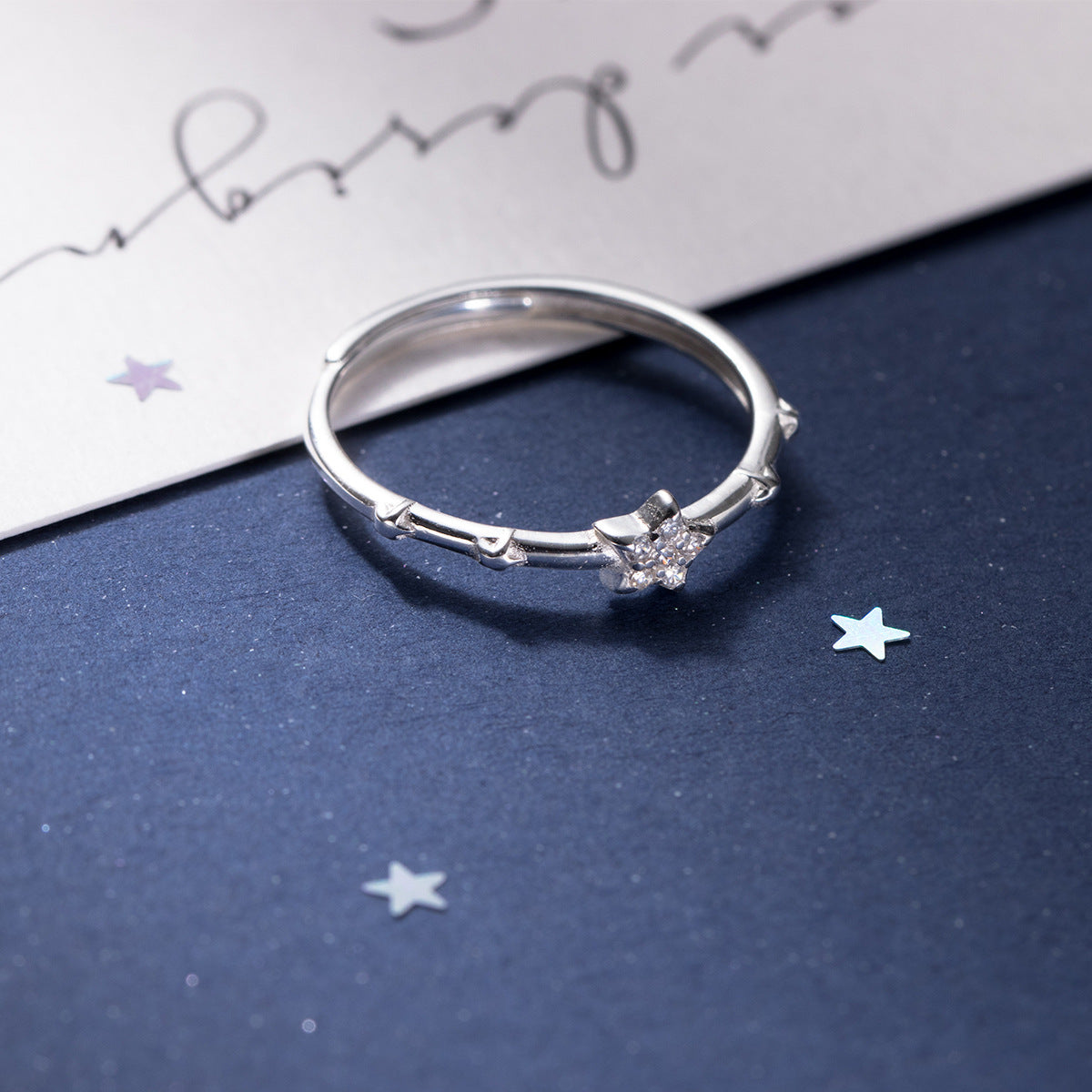 Sweet Design Sterling Silver Diamond Ring