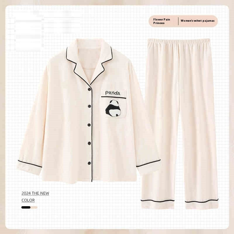 Dralon Fleece-lined Thickened Cartoon Ladies Home Leisure Suit
