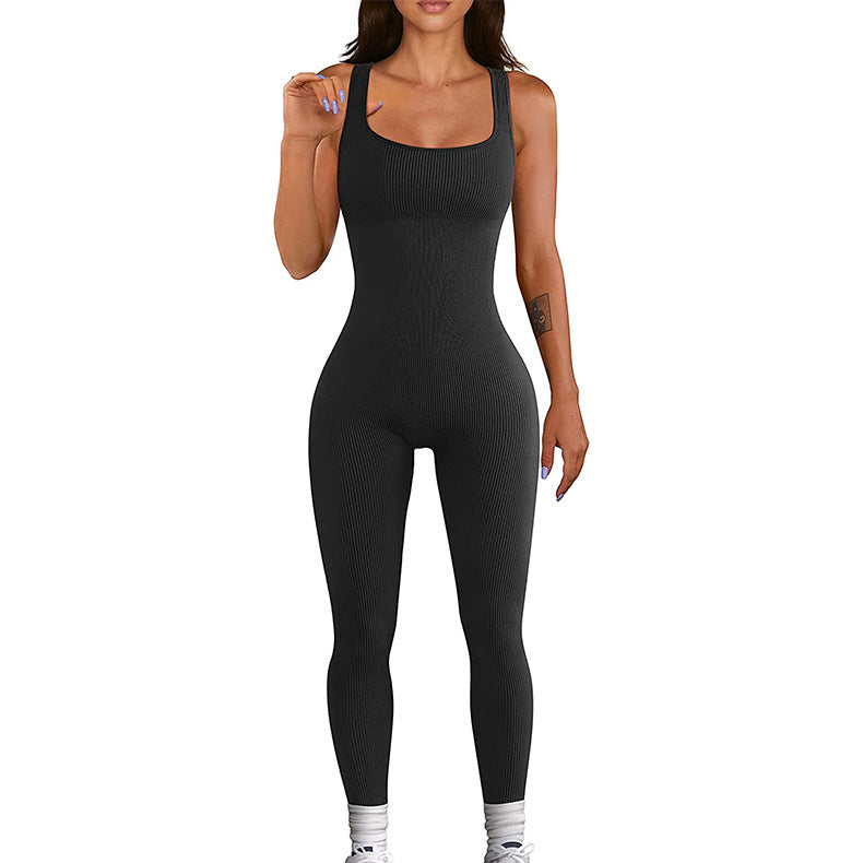 Women's Suspender Tank Top Ribbed Jumpsuit