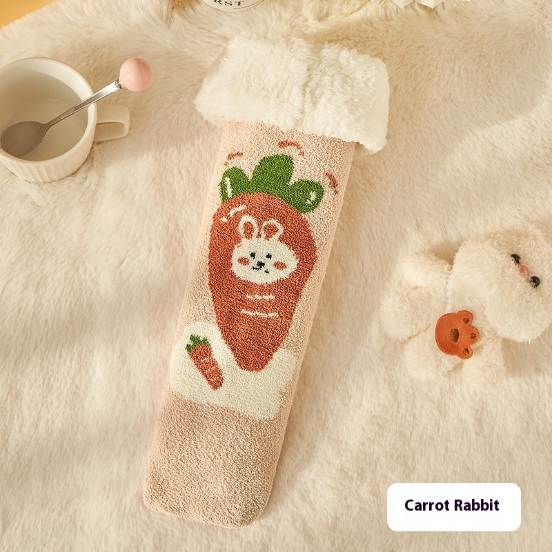 Fleece Tube Socks With Cute Characters