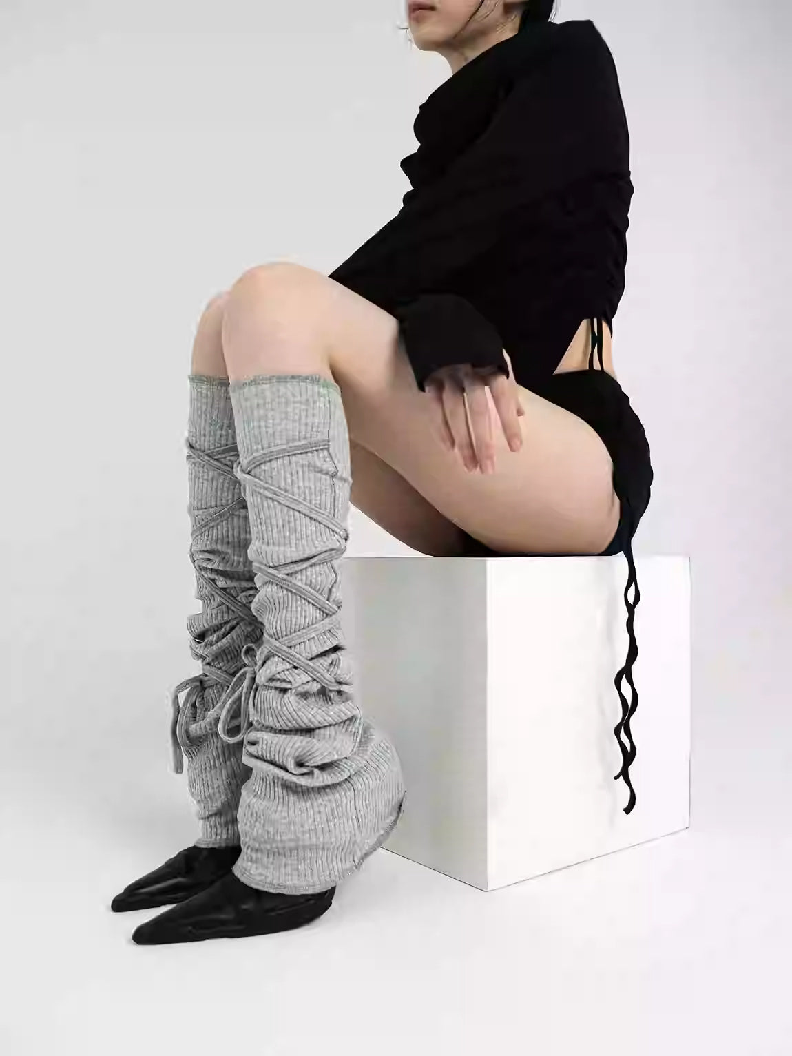 Hot Girl Solid-Color Knitted Socks