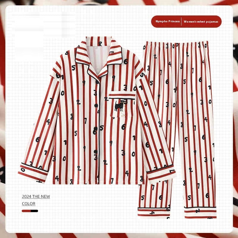 Dralon Fleece-lined Thickened Cartoon Ladies Home Leisure Suit