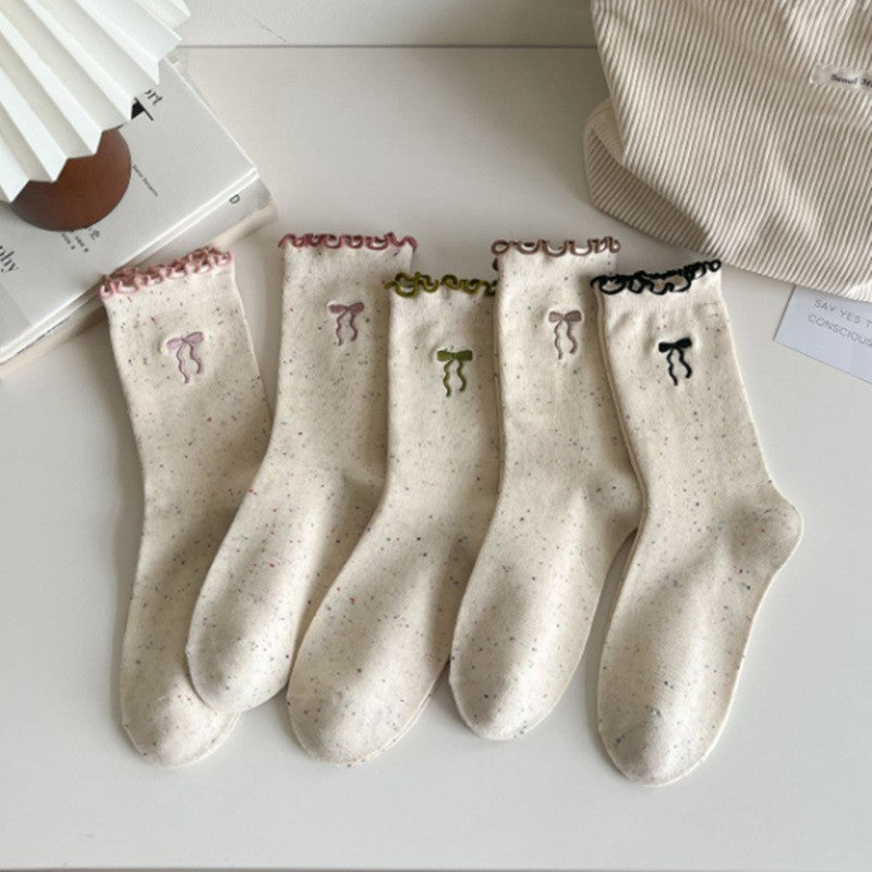 Versatile Bow Wood Ear Edge Pile Socks