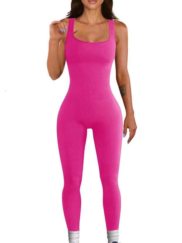 Women's Suspender Tank Top Ribbed Jumpsuit