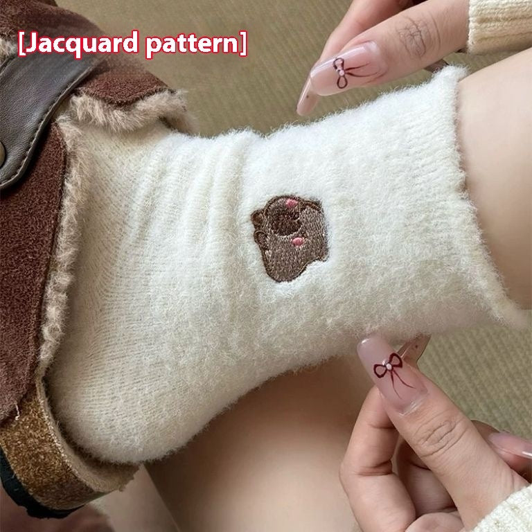 Autumn And Winter Tube Socks with Animal Embroidered Design
