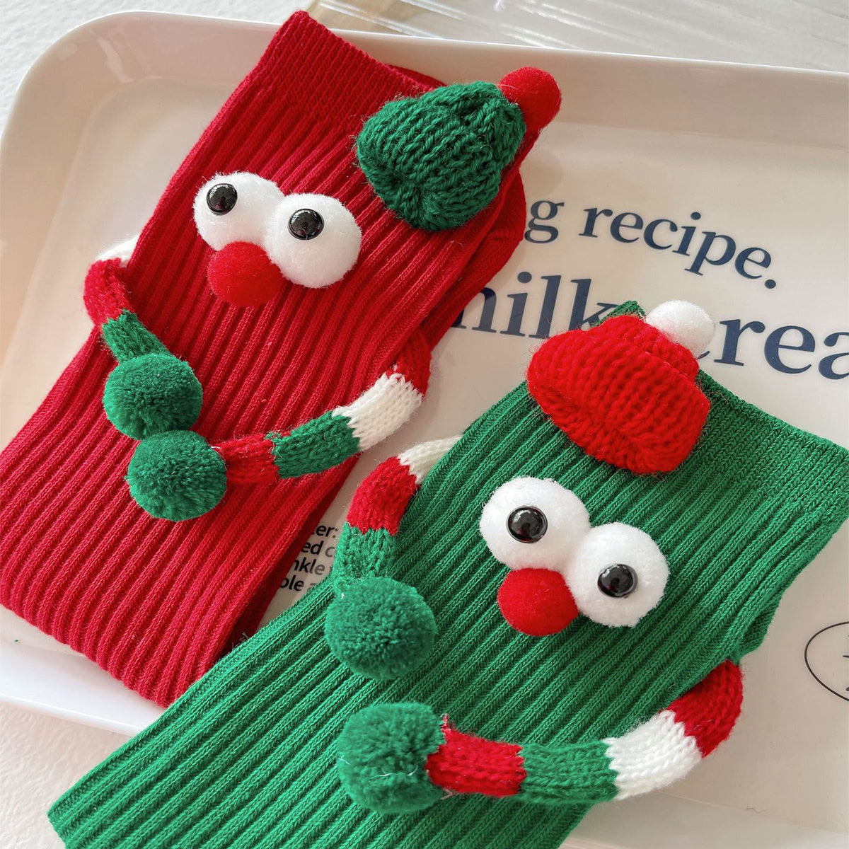 Cute Solid Color Cartoon Christmas Middle-tube Socks