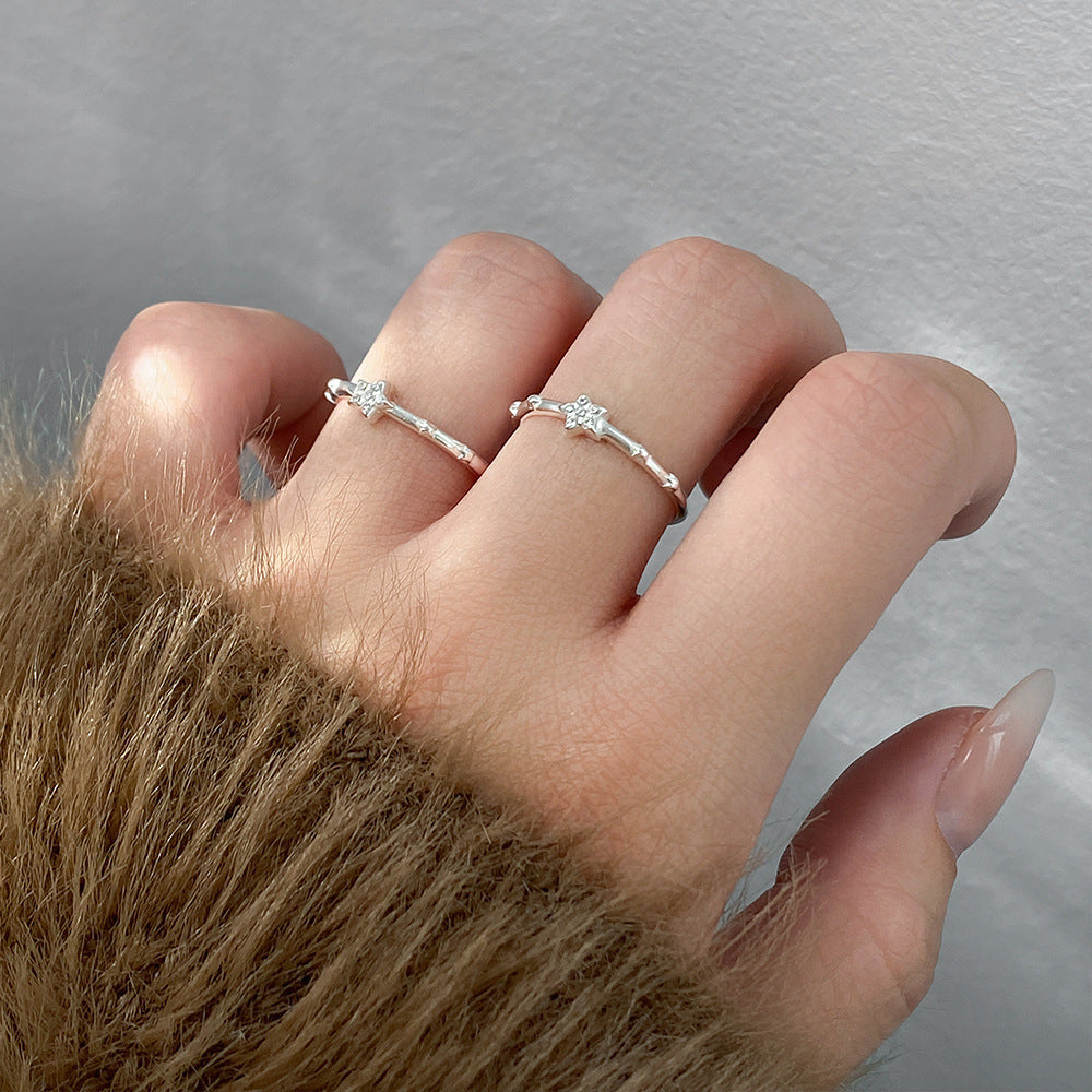 Sweet Design Sterling Silver Diamond Ring