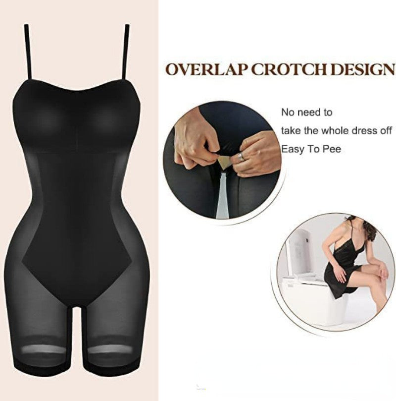 Women's Long Shapewear Bodysuit Dress with Lift Corset Open Crotch Suspender Shapewear
