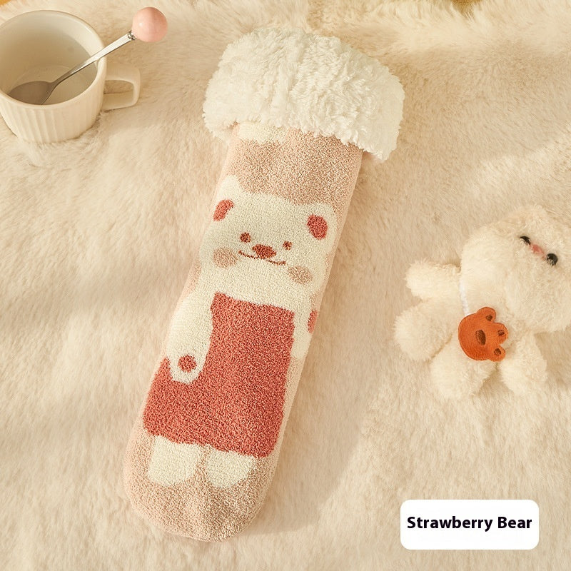 Fleece Tube Socks With Cute Characters