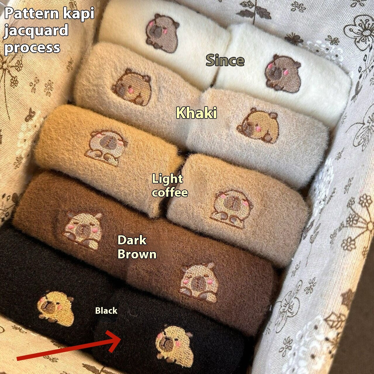 Autumn And Winter Tube Socks with Animal Embroidered Design