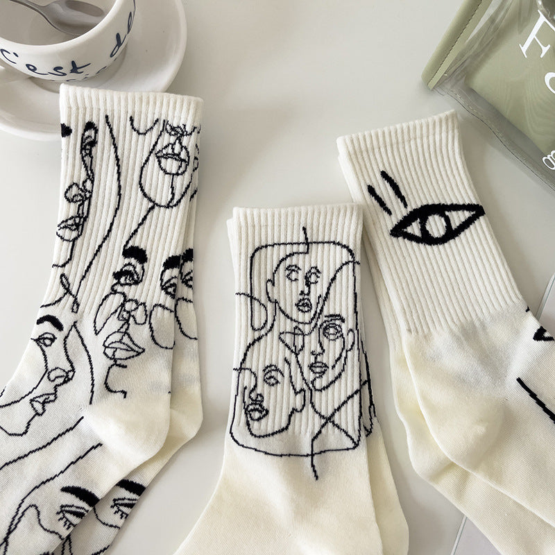 Boneless Suture Abstract Lines Tube Socks