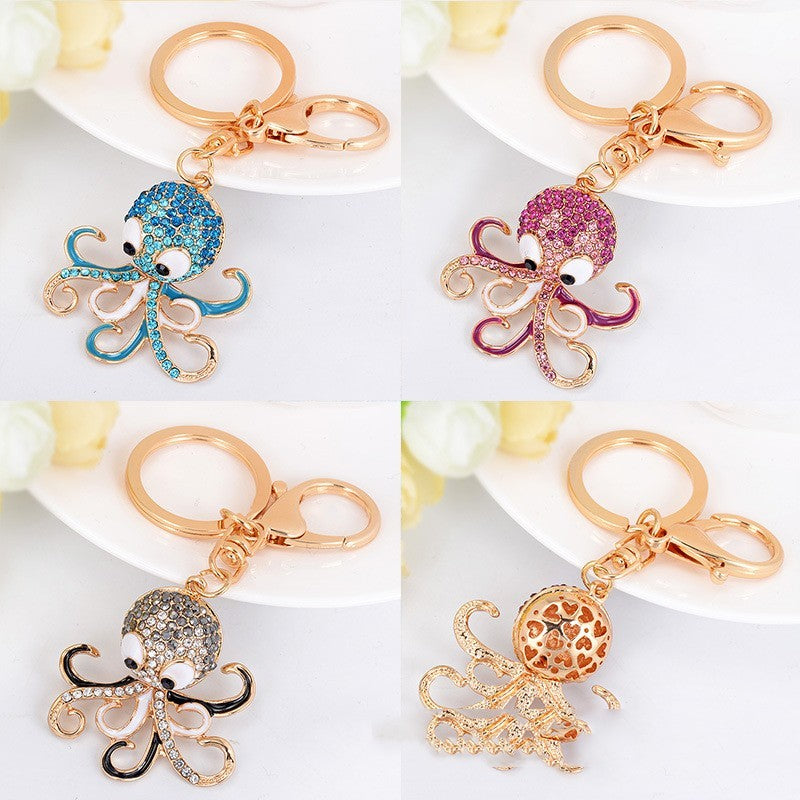 Octopus Personality Rhinestone Keychain