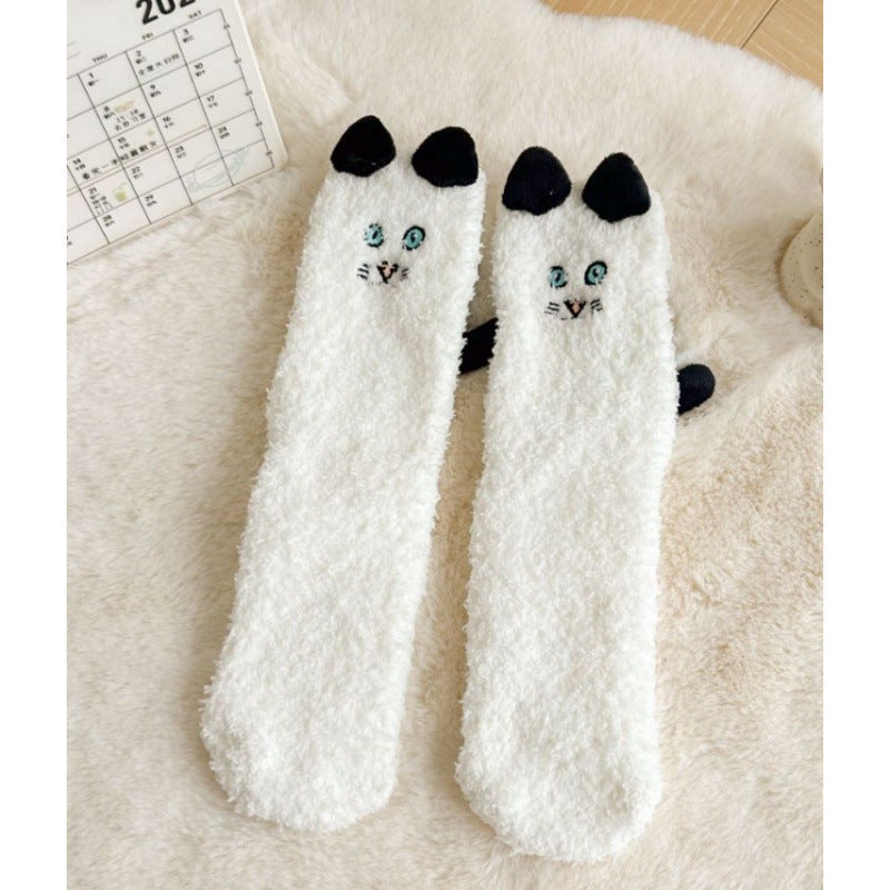 Mid-calf Three-dimensional Cartoon Coral Fleece Socks