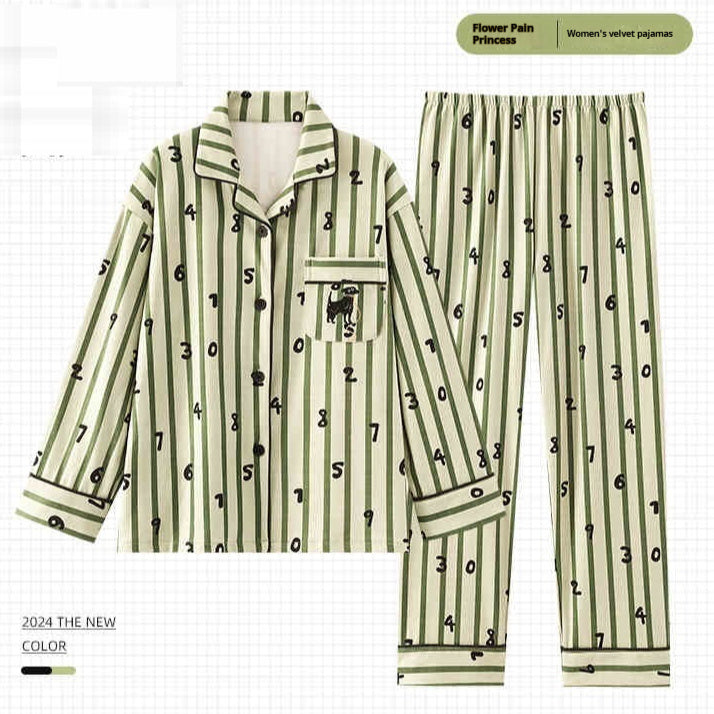 Dralon Fleece-lined Thickened Cartoon Ladies Home Leisure Suit