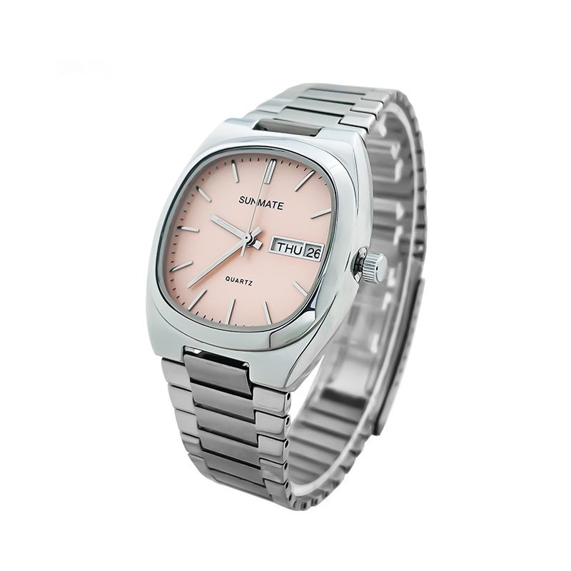 Simple Square White Shell Steel Belt Quartz Watch