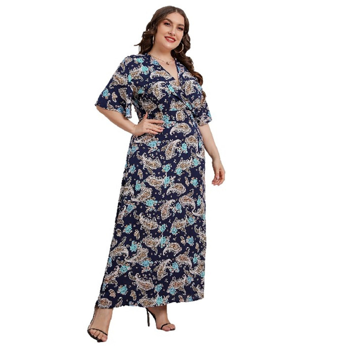 Abstract Printed Short Sleeve Dress