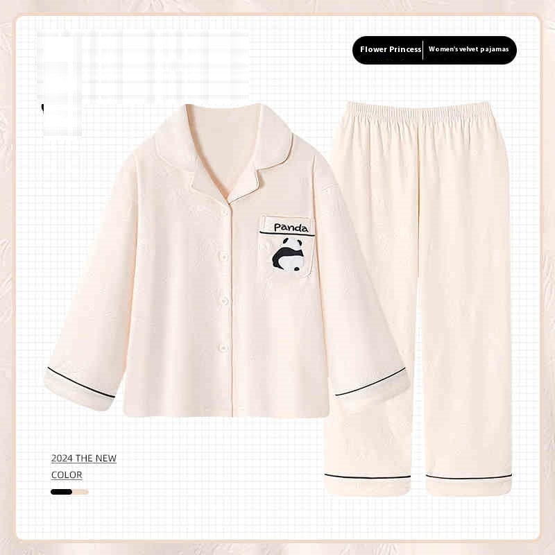 Dralon Fleece-lined Thickened Cartoon Ladies Home Leisure Suit