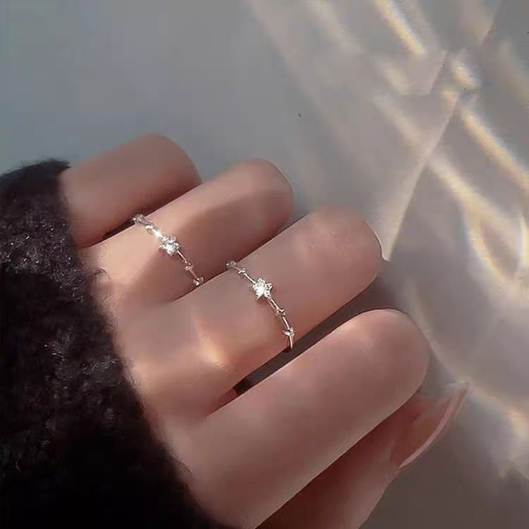 Sweet Design Sterling Silver Diamond Ring