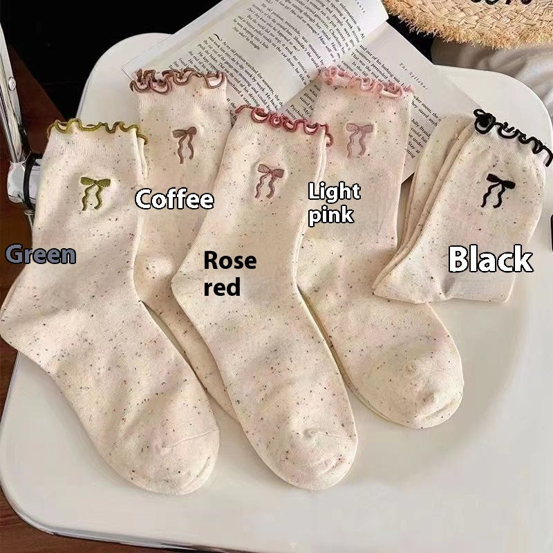 Versatile Bow Wood Ear Edge Pile Socks