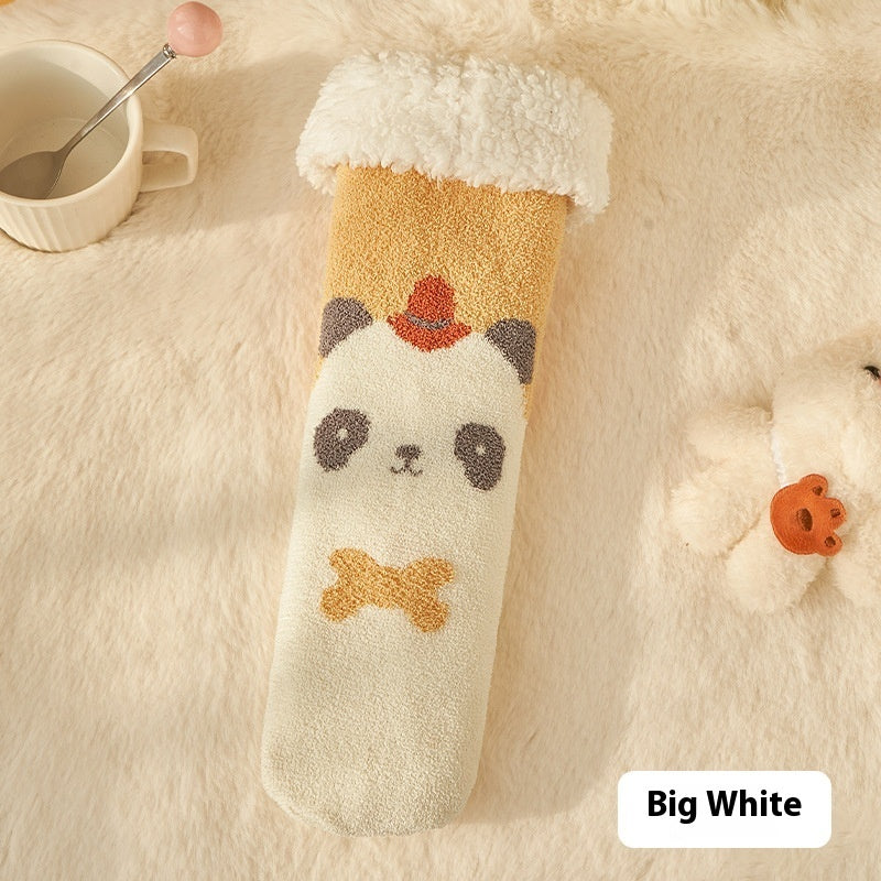 Fleece Tube Socks With Cute Characters