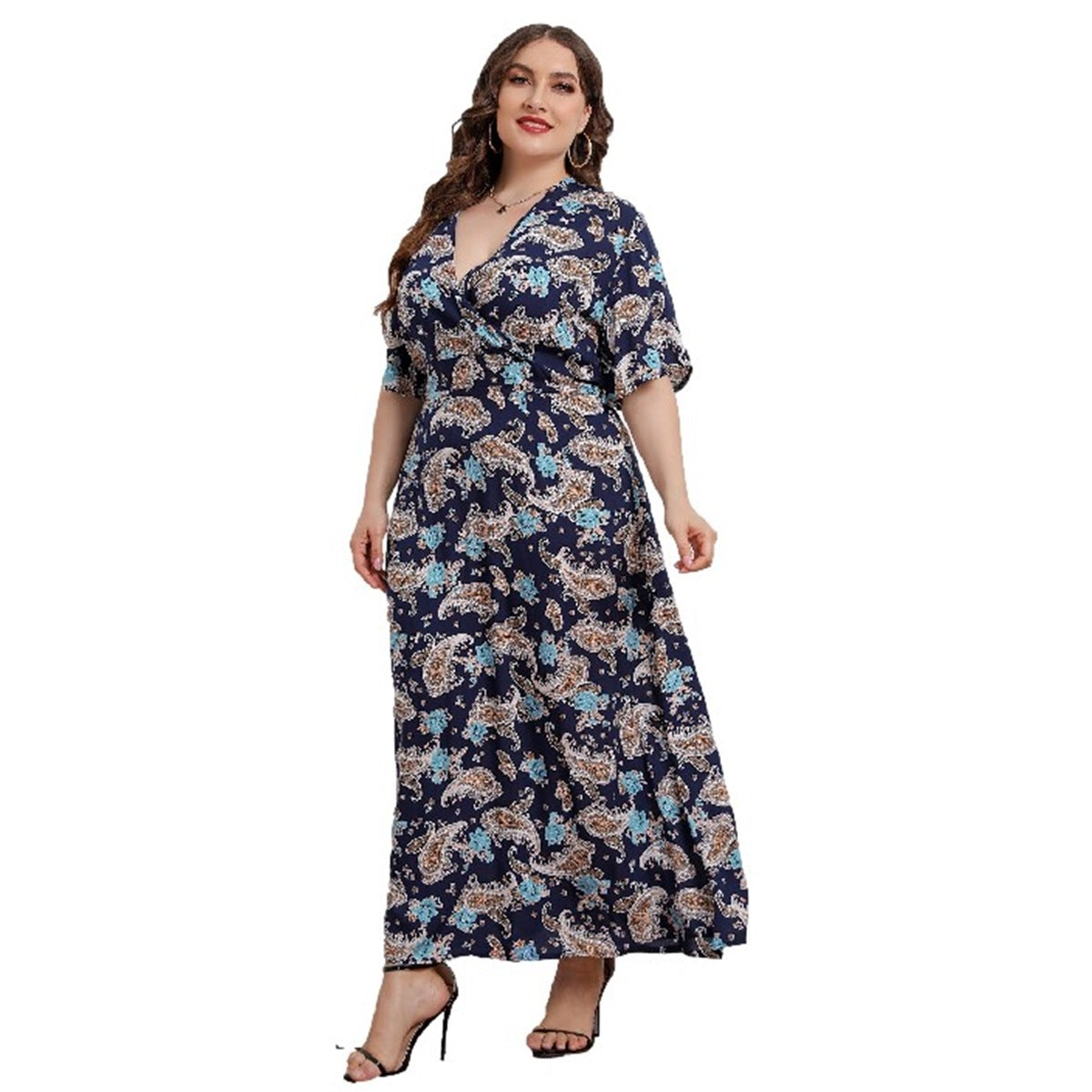 Abstract Printed Short Sleeve Dress