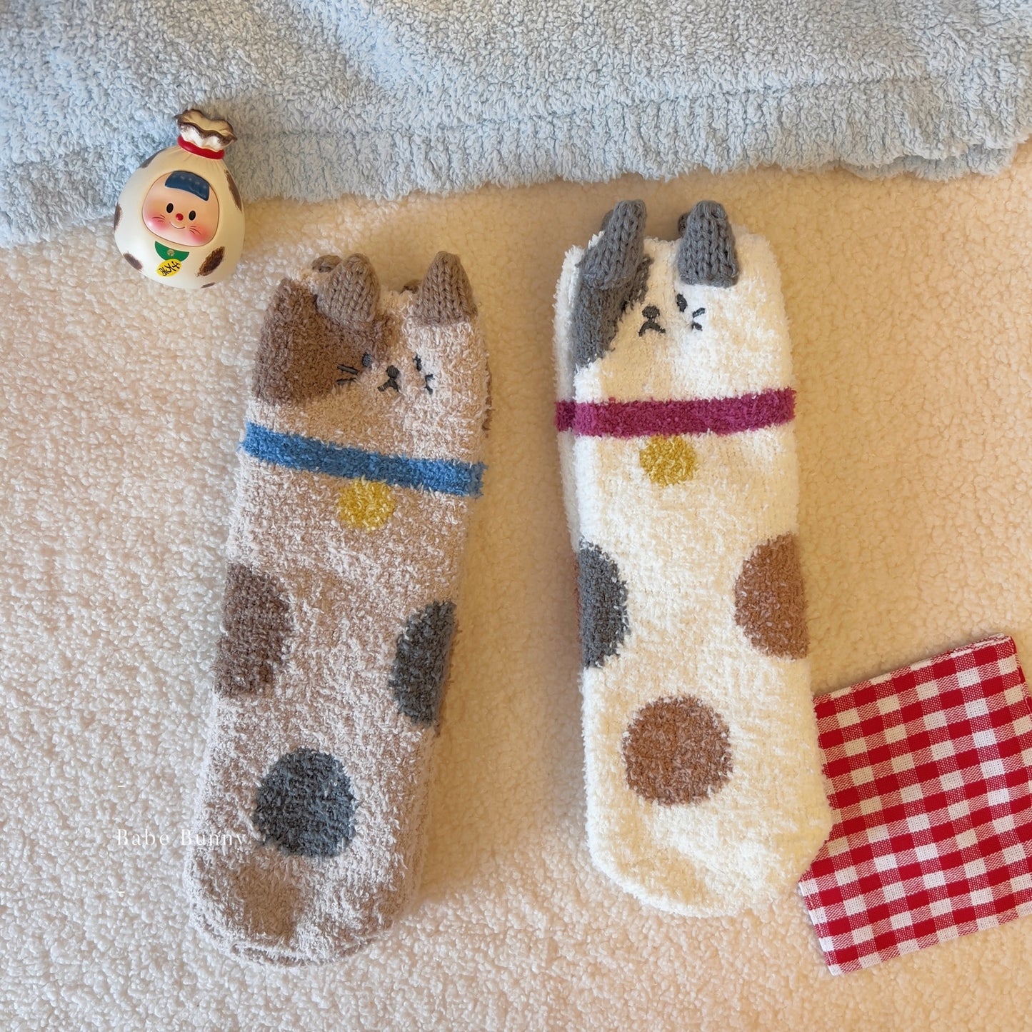 Coral Velvet Plush Cute Girl Warm Mid-calf Confinement Room Socks