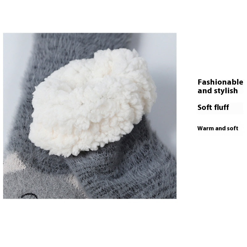 Fleece-lined Room Socks with Mink-like Fur