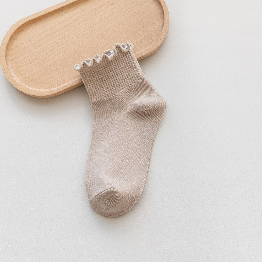 Spring And Autumn Wooden Ear Solid Color Socks