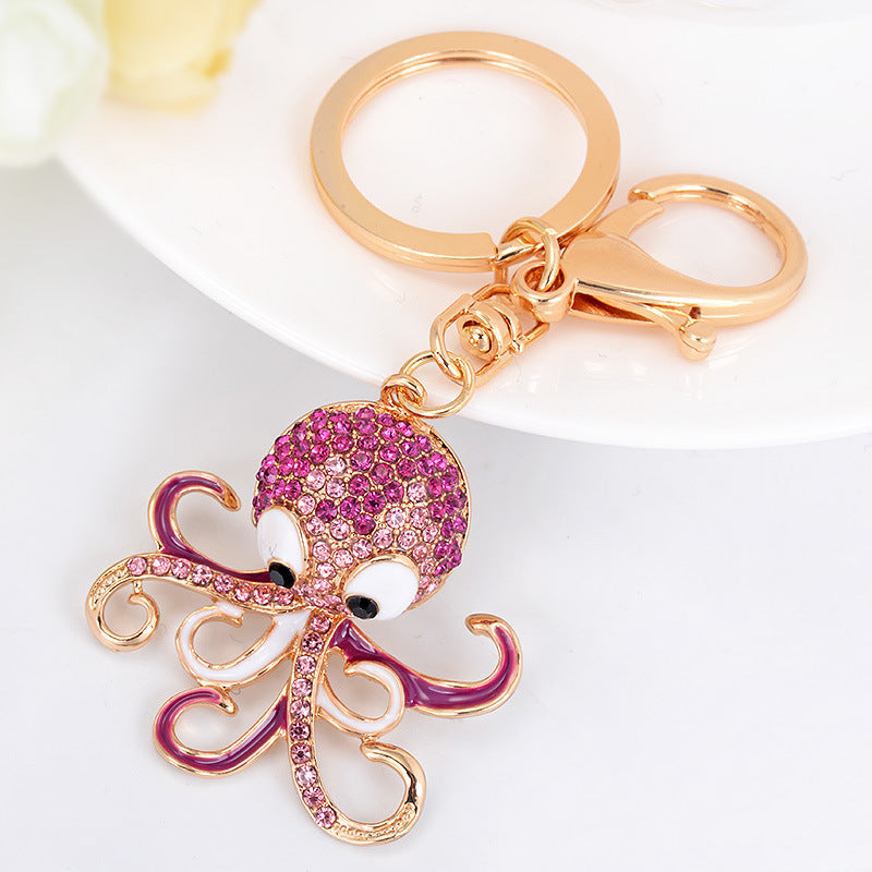 Octopus Personality Rhinestone Keychain