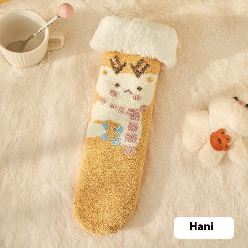 Fleece Tube Socks With Cute Characters