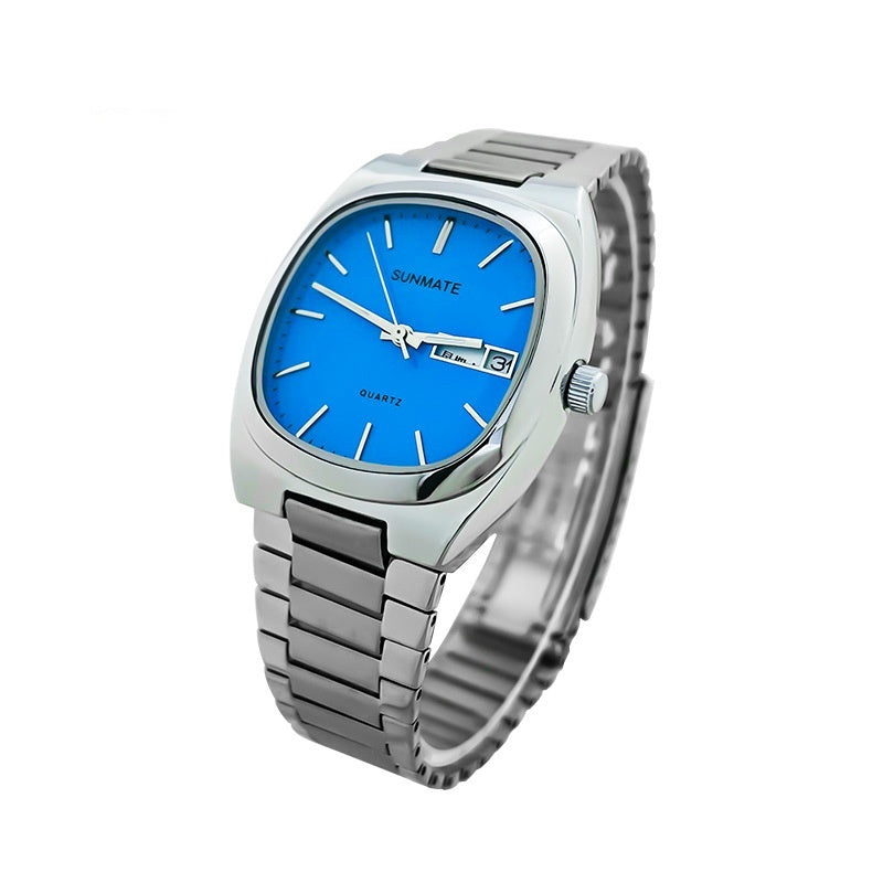 Simple Square White Shell Steel Belt Quartz Watch