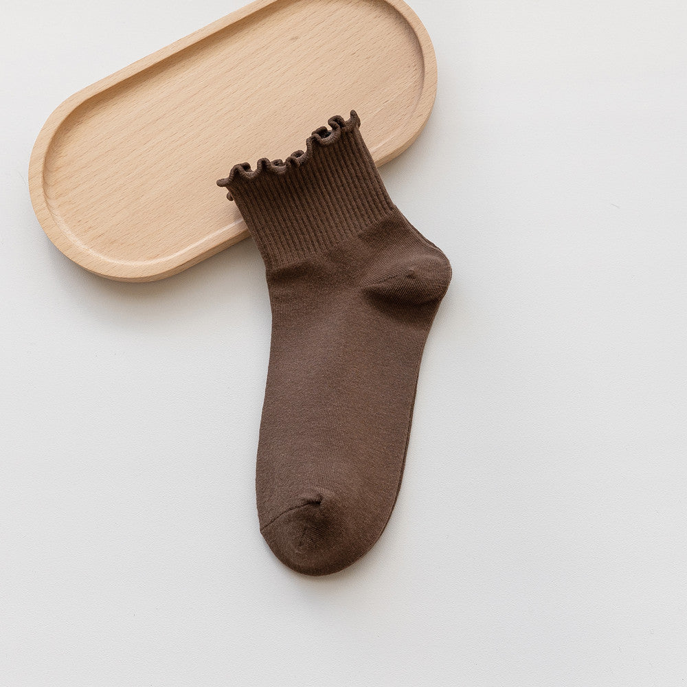 Spring And Autumn Wooden Ear Solid Color Socks