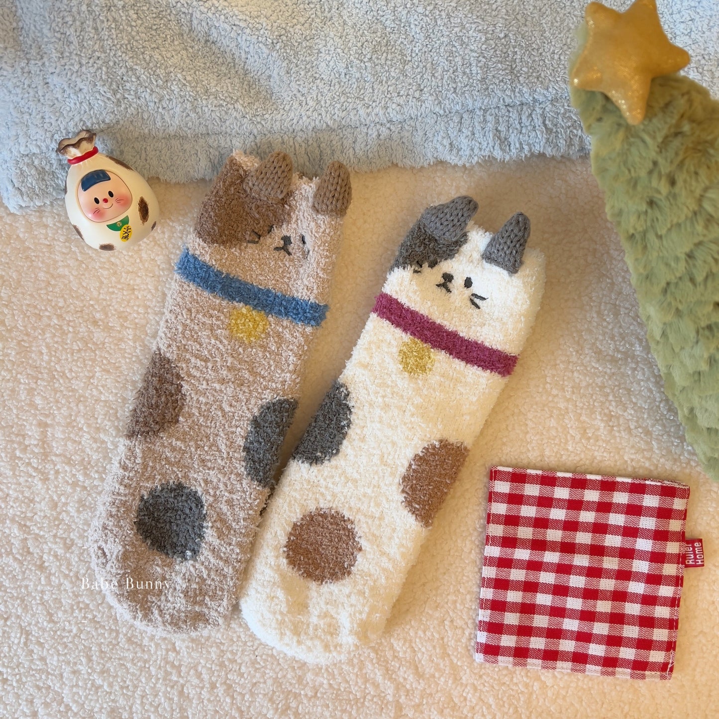 Coral Velvet Plush Cute Girl Warm Mid-calf Confinement Room Socks