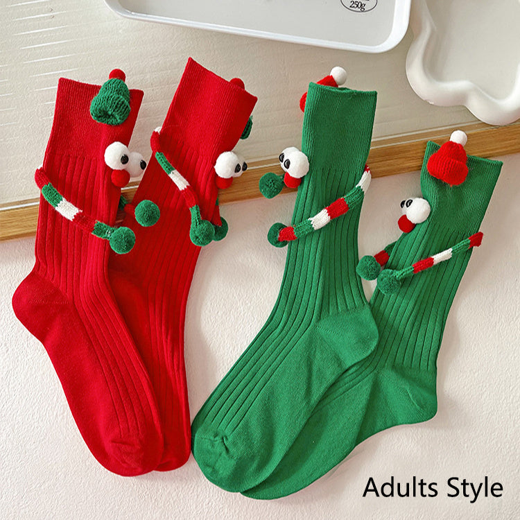 Cute Solid Color Cartoon Christmas Middle-tube Socks