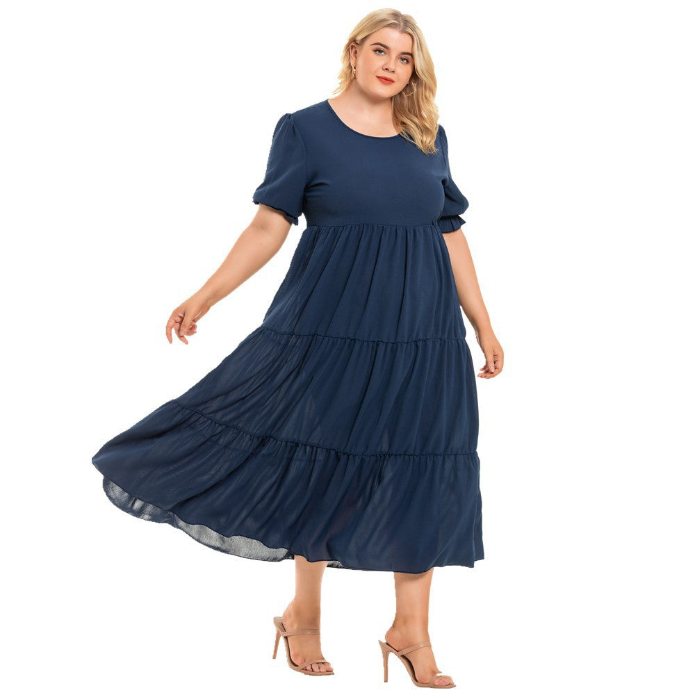 Short, Lantern Sleeve Three-Tier Dress