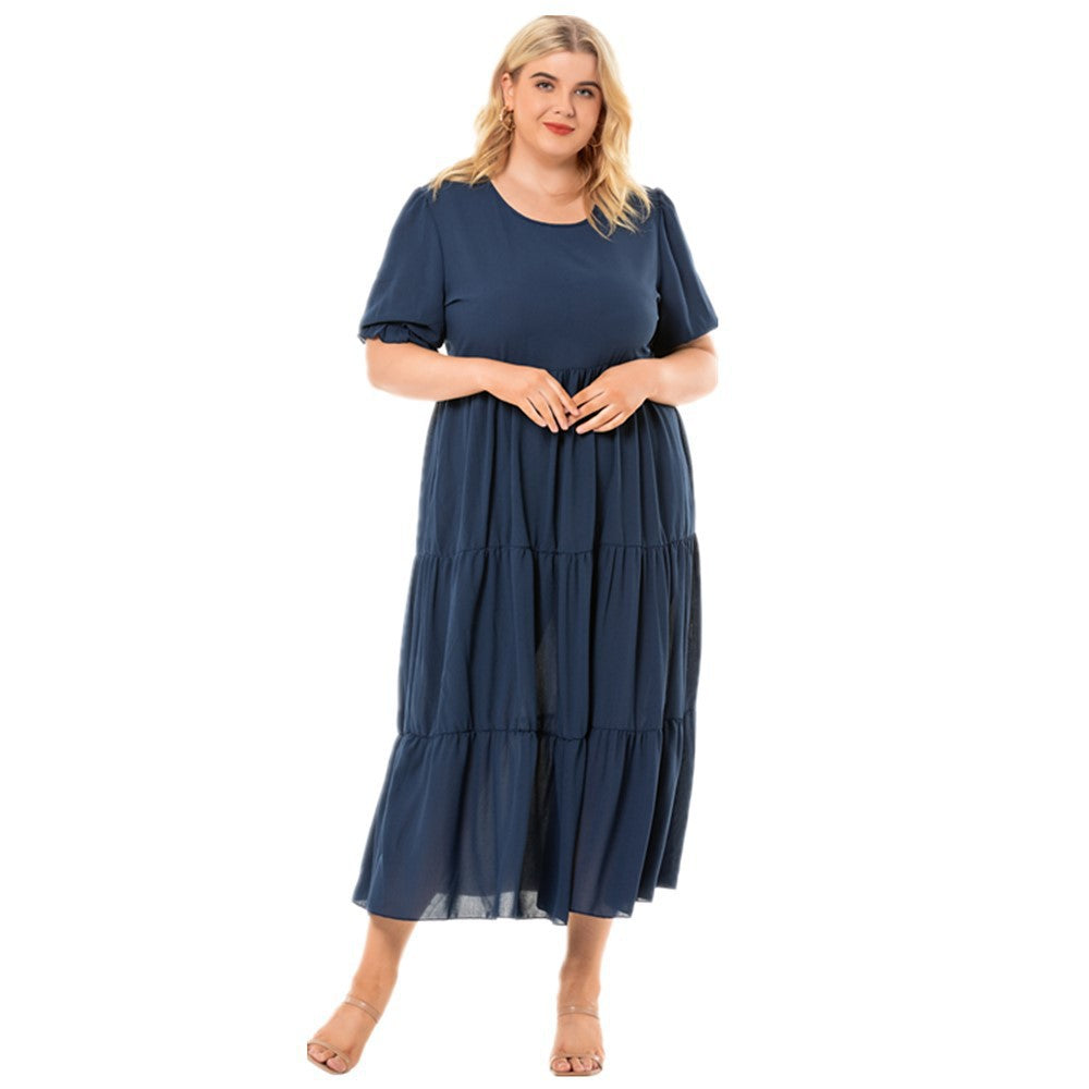Short, Lantern Sleeve Three-Tier Dress