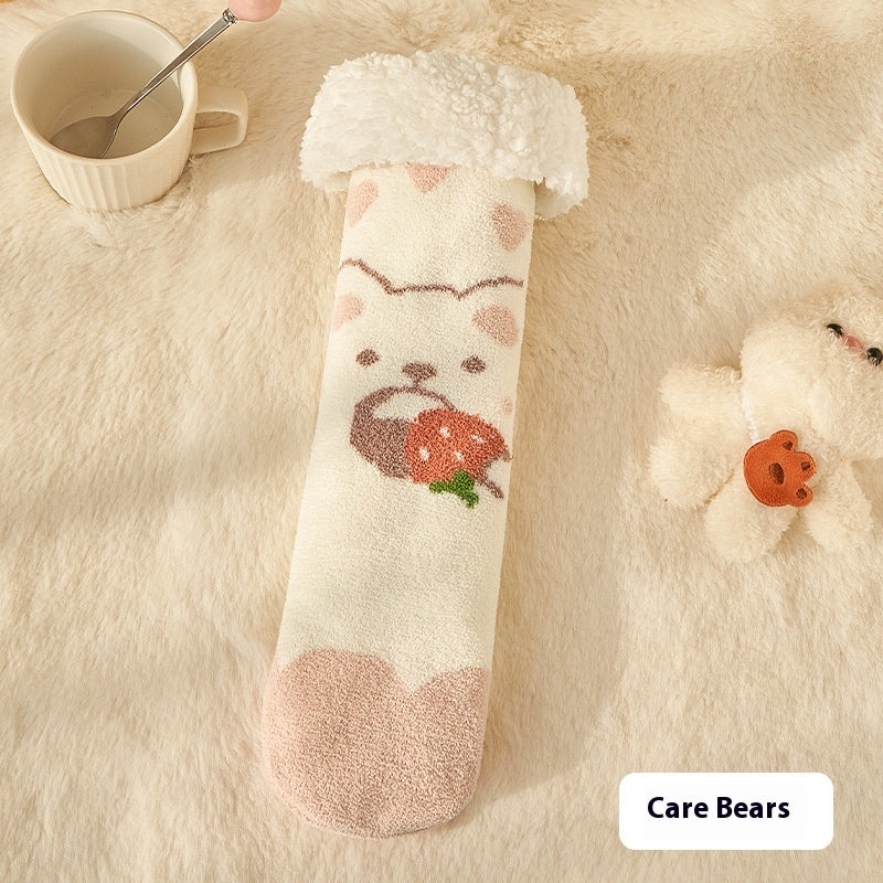 Fleece Tube Socks With Cute Characters