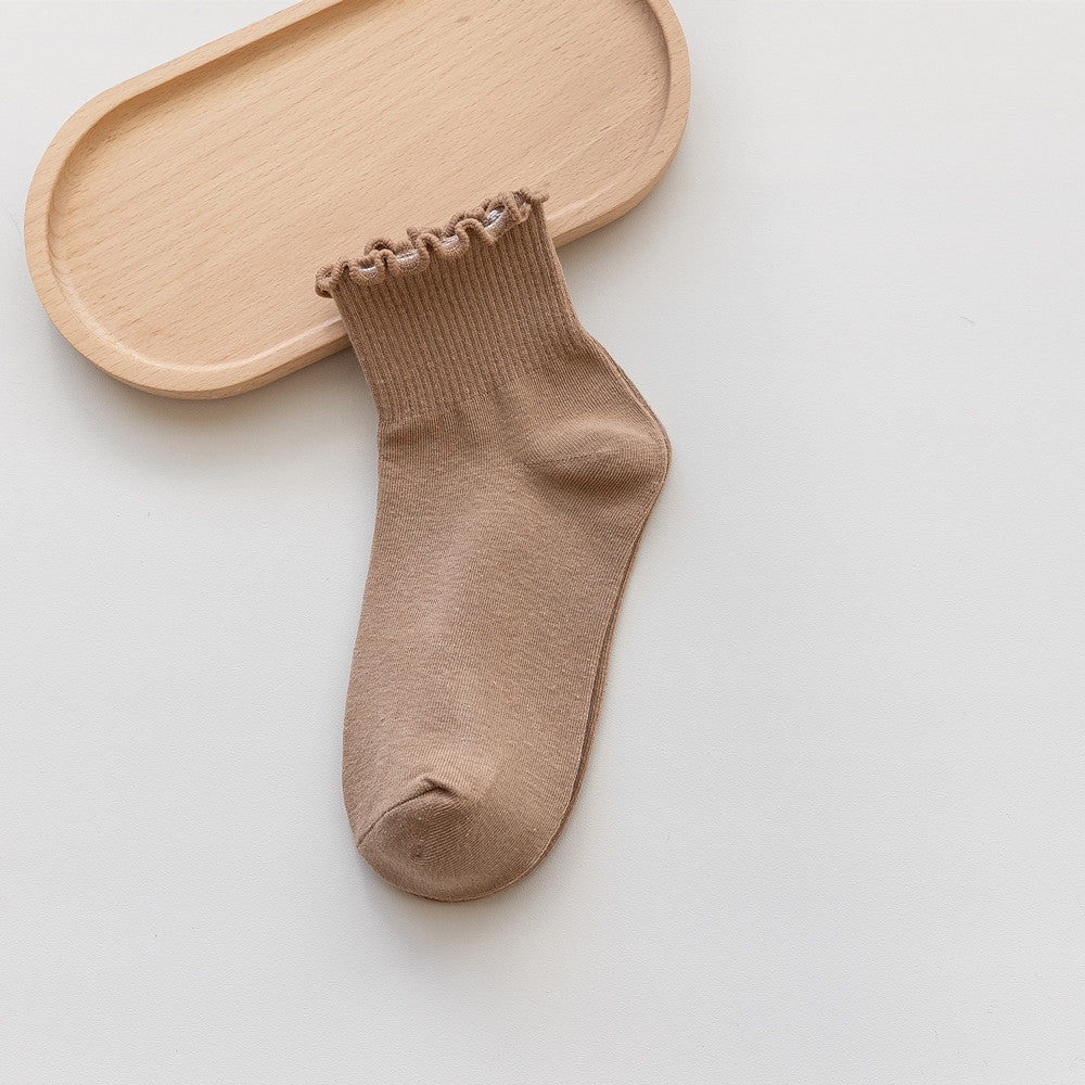 Spring And Autumn Wooden Ear Solid Color Socks
