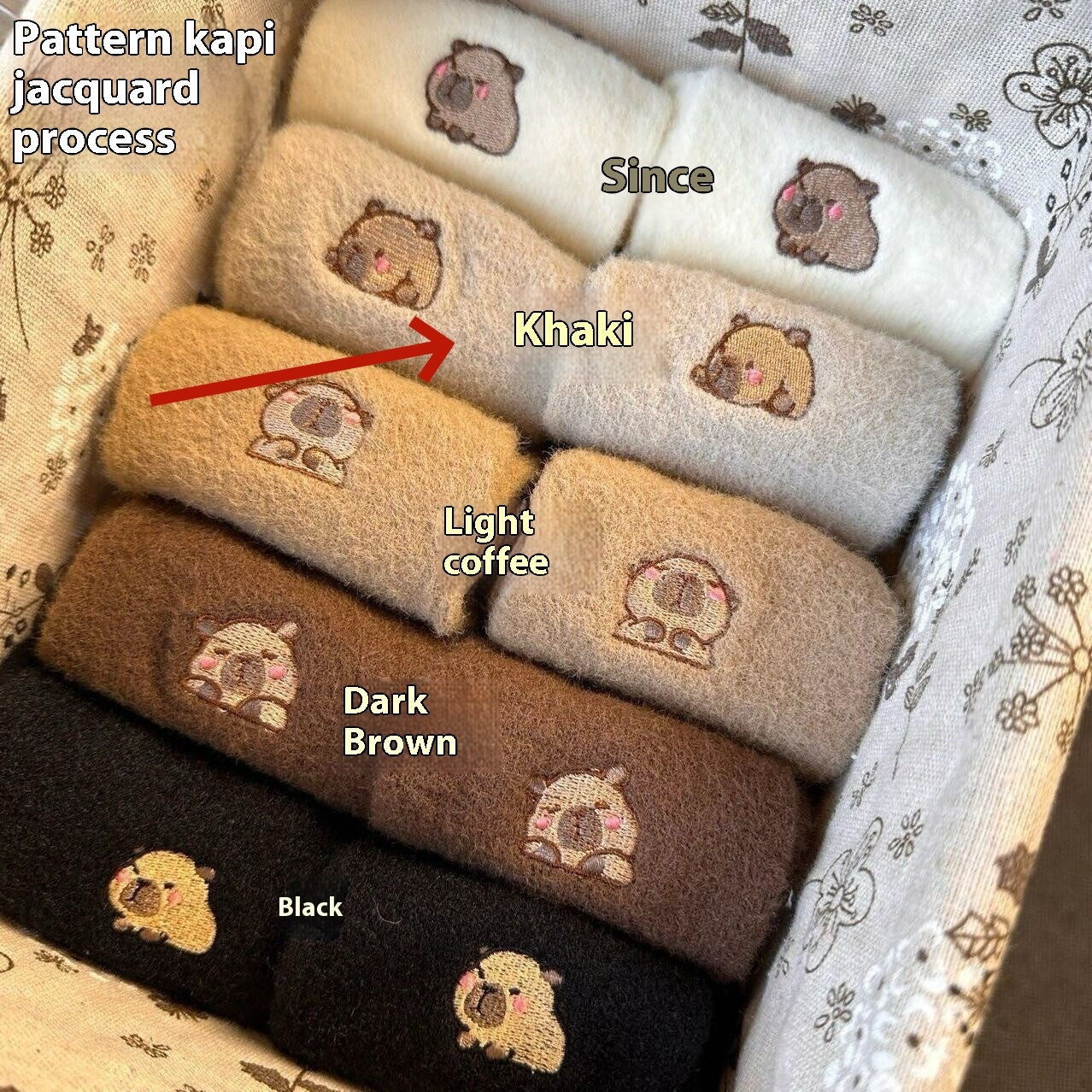 Autumn And Winter Tube Socks with Animal Embroidered Design