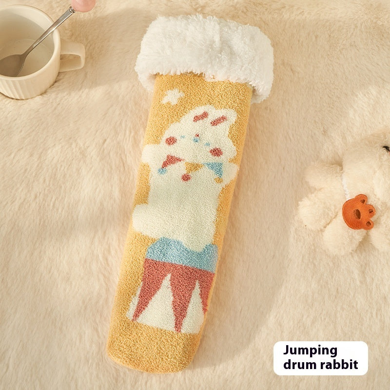 Fleece Tube Socks With Cute Characters